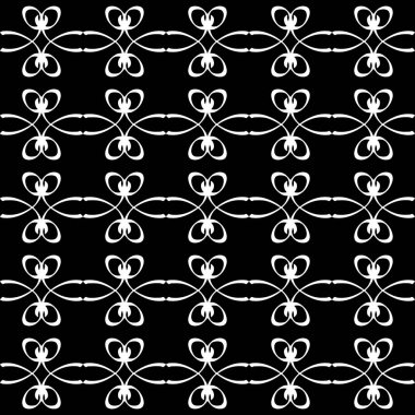 Arap süsleri ile dikişsiz oryantal desen. Siyah arka plandaki beyaz çizgiler.