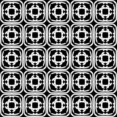 Arap süsleri ile dikişsiz oryantal desen. Siyah arka plandaki beyaz çizgiler.