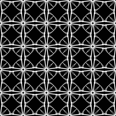 Arap süsleri ile dikişsiz oryantal desen. Siyah arka plandaki beyaz çizgiler.