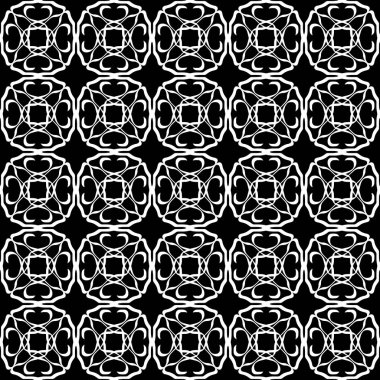 Arap süsleri ile dikişsiz oryantal desen. Siyah arka plandaki beyaz çizgiler.