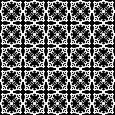 Arap süslemeleri ile sorunsuz oryantal desen. Siyah arka plandaki beyaz çizgiler.