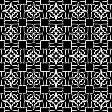 Arap süslemeleri ile sorunsuz oryantal desen. Siyah arka plandaki beyaz çizgiler.