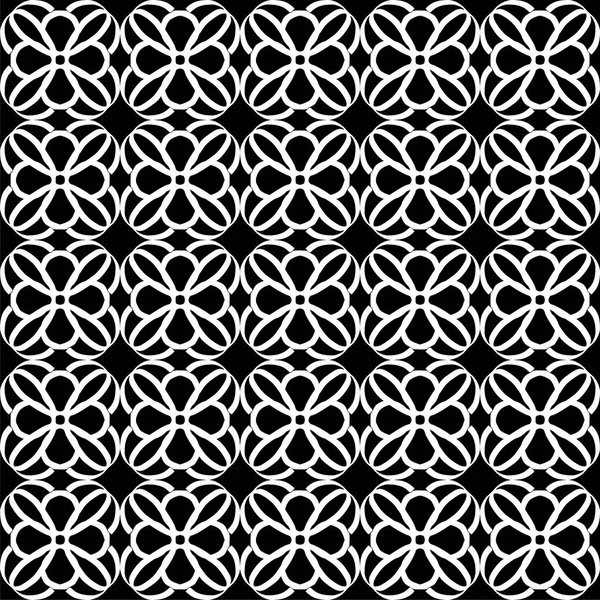 Sömlös Orientalisk Mönster Med Arabiska Ornament Vita Linjer Svart Bakgrund — Stock vektor