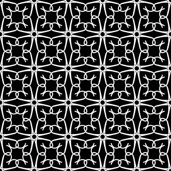Sömlös Orientalisk Mönster Med Arabiska Ornament Vita Linjer Svart Bakgrund — Stock vektor