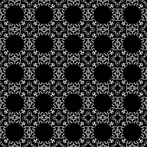 Arap süsleri ile dikişsiz oryantal desen. Siyah arka plandaki beyaz çizgiler.
