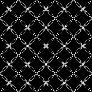 Siyah arka plan üzerinde soyut geometrik dikişsiz beyaz desen.