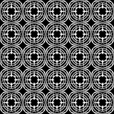 Siyah arka plan üzerinde soyut geometrik dikişsiz beyaz desen.