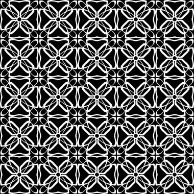 Siyah arka plan üzerinde soyut geometrik dikişsiz beyaz desen.