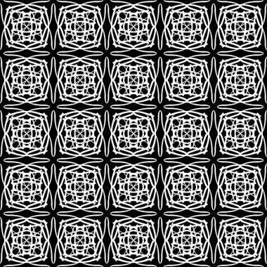 Siyah arka plan üzerinde soyut geometrik dikişsiz beyaz desen.