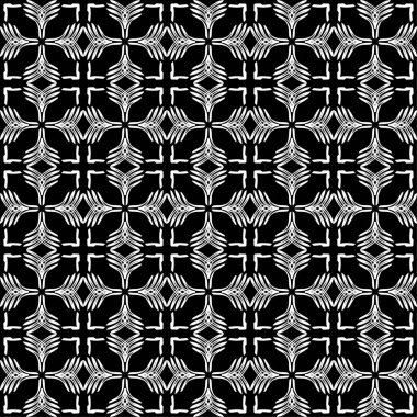 Siyah arka plan üzerinde soyut geometrik dikişsiz beyaz desen.