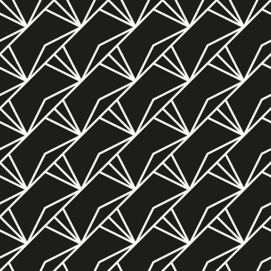 Siyah arka plan üzerinde soyut geometrik dikişsiz beyaz desen.