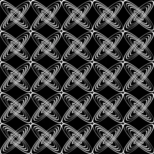 Siyah arka plan üzerinde soyut geometrik dikişsiz beyaz desen.