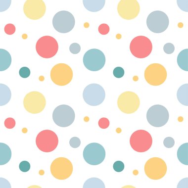 Kusursuz desen. Beyaz arka plan üzerinde çok renkli daireler.