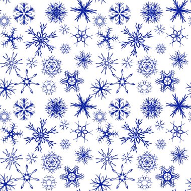 Kar taneleri dikişsiz desen, kış arka plan.