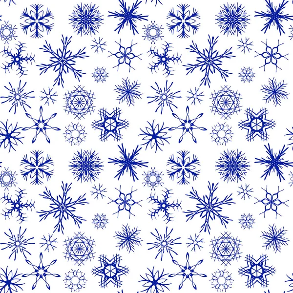 Schneeflocken Nahtlose Muster Winter Hintergrund — Stockvektor