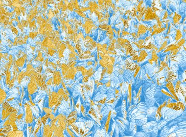 Kelebek arka plan. Tamamen dolu bir alan. Altın ve mavi.