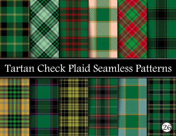 Set de cuadros de tartán escocés patrón sin costura — Vector de stock