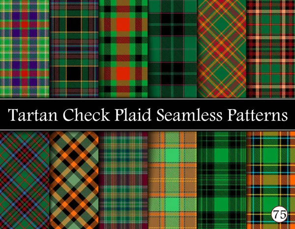 세트 타탄 격자 무늬 스코틀랜드 원활한 패턴 — 스톡 벡터