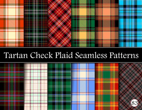 Set de cuadros de tartán escocés patrón sin costura — Vector de stock