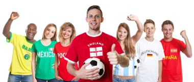 Futbol destekçisi İngiltere'den izole beyaz arka planda için diğer ülkelerden hayranları ile kes şunu