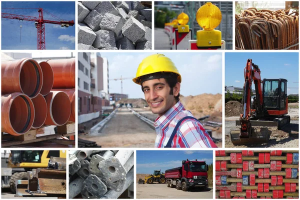 Laughing Construction Worker Construction Site Photos Collection — Stock Photo, Image