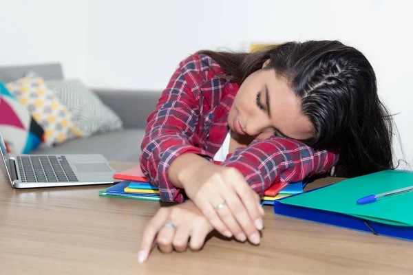 Sleeping Teenage School Girl Desk Home Desk — Stock Photo, Image