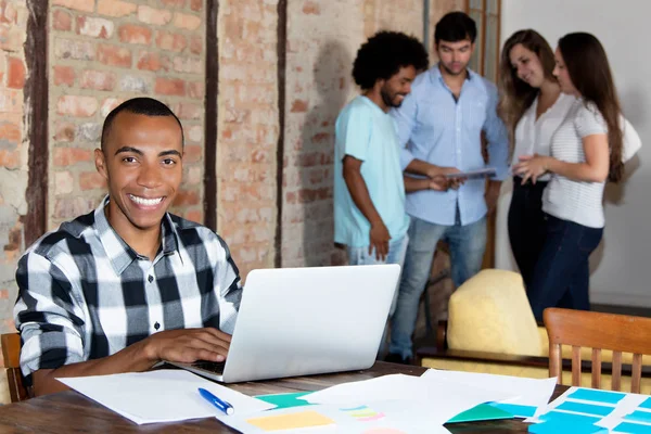 Laughing African American Software Developer Office Startup Company — Stock Photo, Image