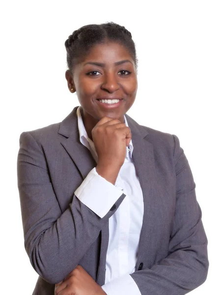 Hermosa Mujer Negocios África Sobre Fondo Blanco Aislado Para Cortar —  Fotos de Stock