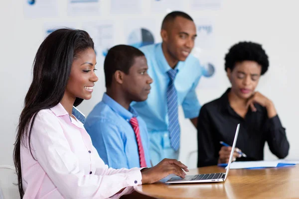 Brazilian Businesswoman Working Computer Office New Business Company — Stock Photo, Image