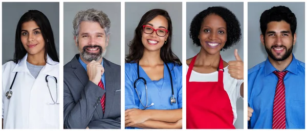 Medico femminile con gruppo di altri dipendenti — Foto Stock