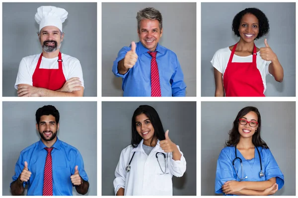Chef caucásico con conjunto de otros empleados —  Fotos de Stock