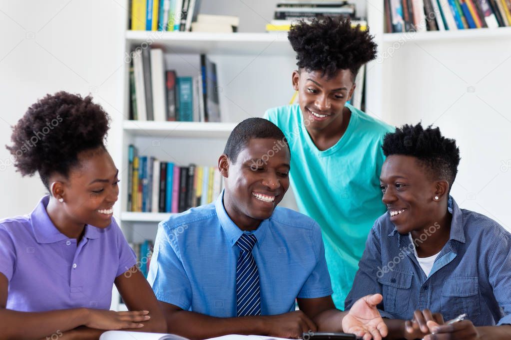 African american professor teaching students