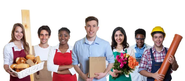 Aprendiz de negocios masculino con grupo de aprendices —  Fotos de Stock