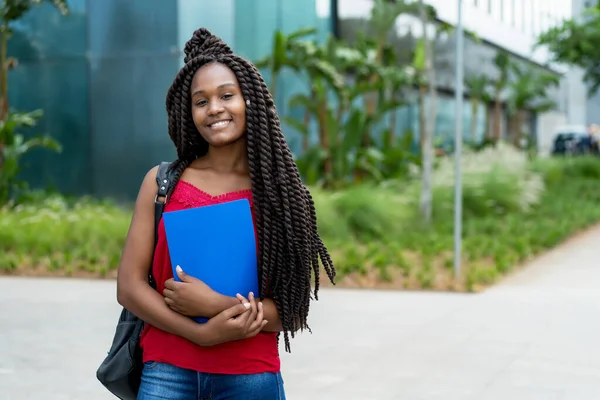 Young African American Female Student Amazing Hairstyle Summer — Stock Photo, Image