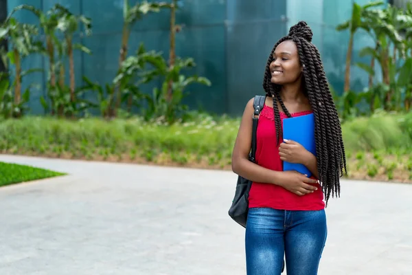 Afrikanisch Amerikanische Studentin Mit Erstaunlicher Frisur Sommer — Stockfoto