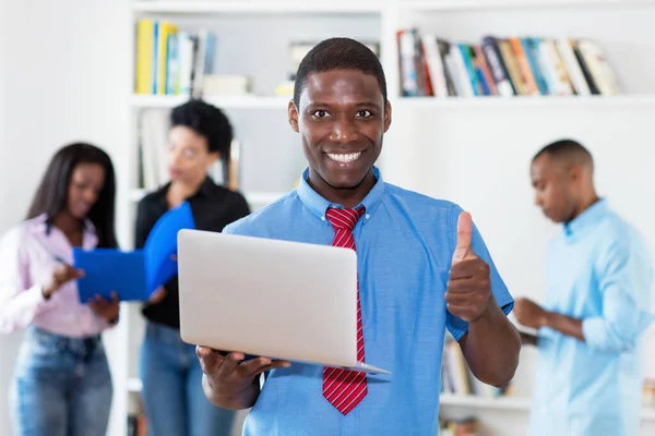 Laughing African American Businessman Computer Group Black Business People Office — Stock Photo, Image