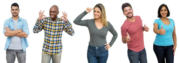 Personas Adultas Africanas Latinoamericanas Sonrientes Rientes Aisladas Sobre Fondo Blanco —  Fotos de Stock