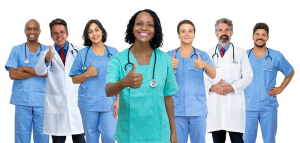 Abbastanza Afro Americana Infermiera Femminile Con Medico Team Medico — Foto Stock
