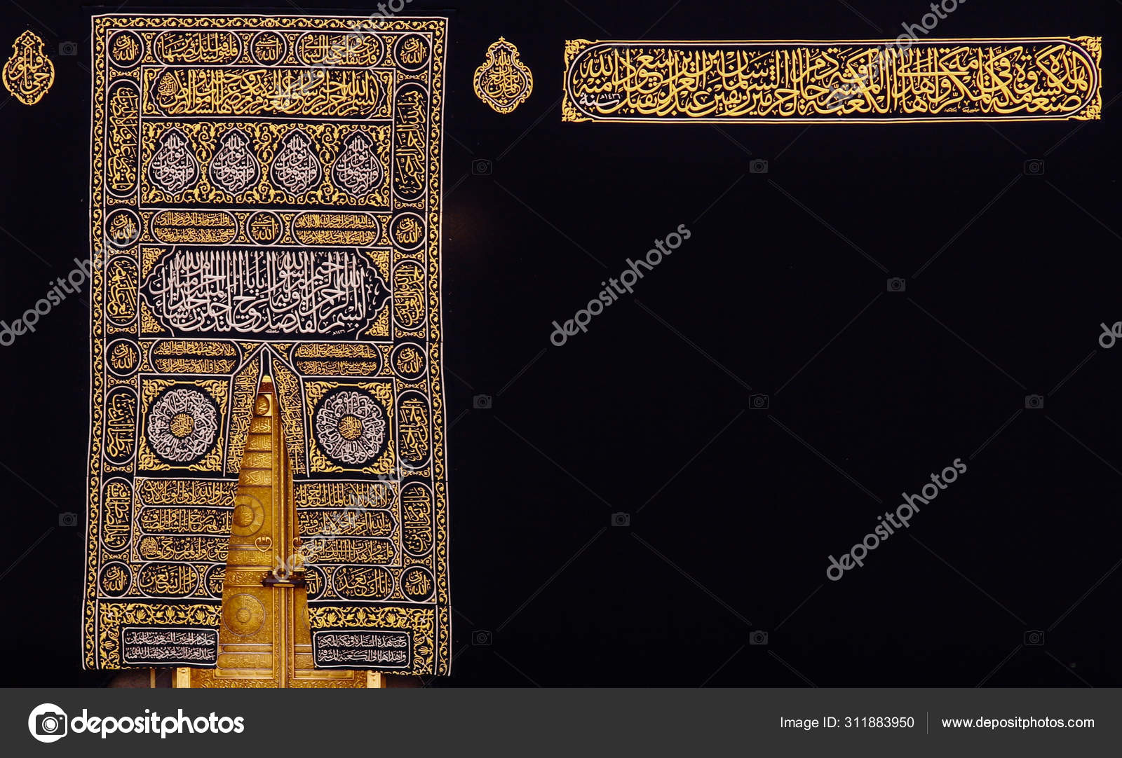 The door of the Kaaba called Multazam at Grant holy mosque AlHaram in