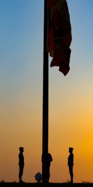 Galle Face, Colombo, Sri Lanka 'da Srilankan bayrağı dalgalanıyor