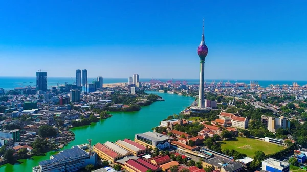 View Colombo City Skyline Modern Architecture Buildings Including Lotus Towers — Stock Photo, Image