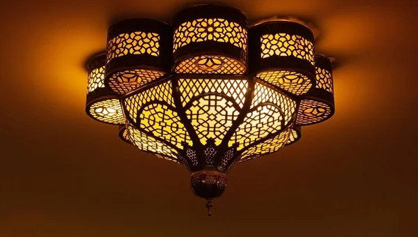 Morocco Ornate Metal Lamp Wall Mosque Qatar Morocco Style Lamp — Stock Photo, Image