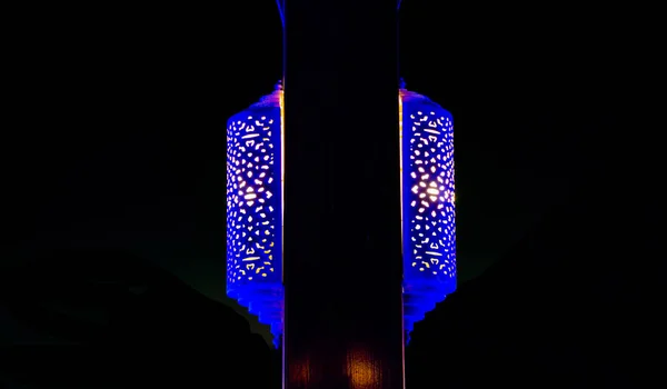 Arabský Styl Morocké Nástěnné Lampy Během Noci — Stock fotografie