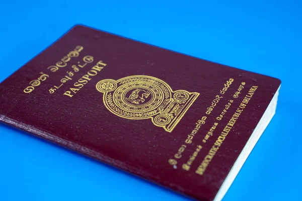 Imagen Fondo Del Pasaporte Srilankan Sobre Fondo Azul Sri Lanka —  Fotos de Stock