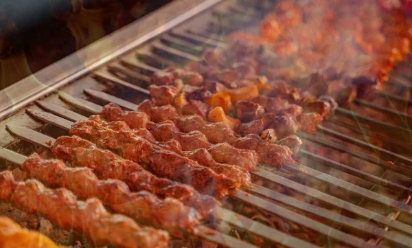 Tikka Shish Kofta Kebabs Houtskool Barbecue — Stockfoto