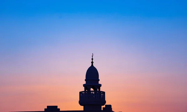 Фоновое Изображение Минарета Мечети Закате Солнца — стоковое фото