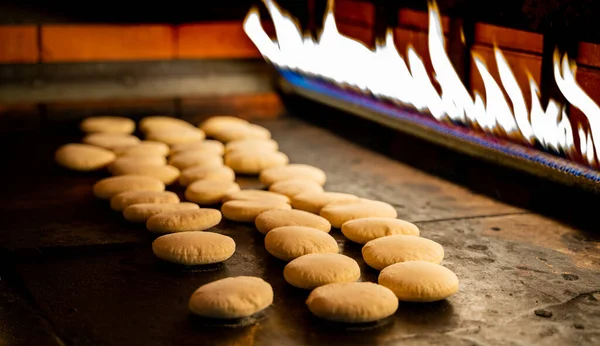 Arabic flat bread baked in the oven. oven