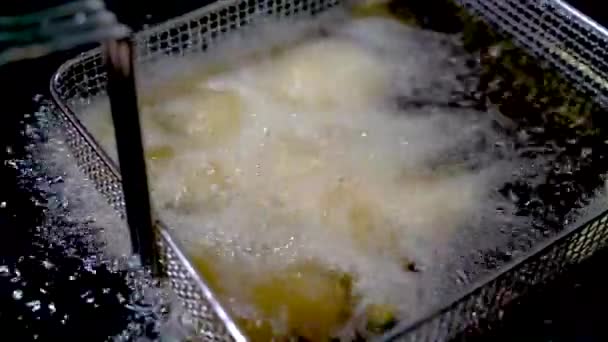 French Fries Deep Fryer Fast Food Restaurant Crispy Potato Fries — Αρχείο Βίντεο