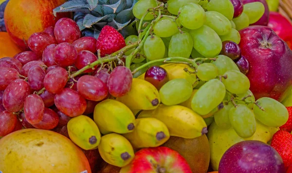 Fondo Mezcla Frutas Frescas Surtidas Una Tienda Venta — Foto de Stock