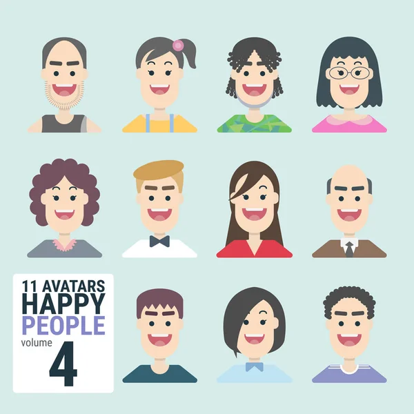 İnsan Çeşitli 11 Avatarlar Mutlu İnsanlar cilt 4. İş işin için erkek ve kadın. Yüz, elbise ve benzersiz stil de dahil olmak üzere karakter çeşitli ile. Seçebilirsiniz ve kolayca kullanılabilir. düz tasarım modern vektör illüstrasyon kavramı.